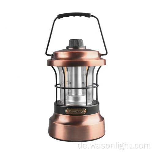 WASON 2023 Neuankömmlinge wasserdichte Outdoor Vintage Camping Lantern Stiefloses Dimmen USB-C wiederaufladbar Campinglicht OEM-Farbe